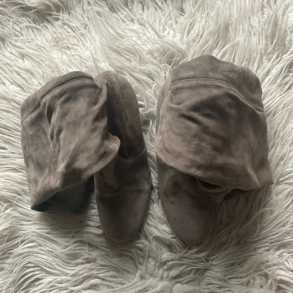 Via Roma 15 Gray Suede Leather Over The Knee Thigh High Heel Boots NWT Size 36.5